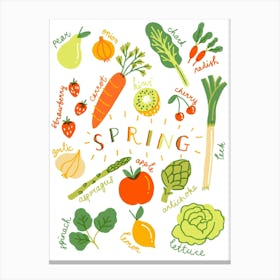 Spring Fruit And Vegetables Poster Canvas Print