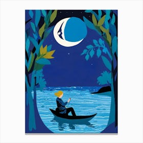 Watching the moon on the river Canvas Print