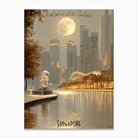 Singapore At Night, minimalist soft tones palette, watercolor poster Canvas Print