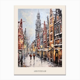 Vintage Winter Painting Poster Amsterdam Netherlands 2 Canvas Print