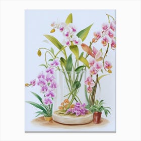 Orchids In A Vase Canvas Print