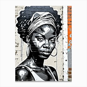 Vintage Graffiti Mural Of Beautiful Black Woman 136 Canvas Print