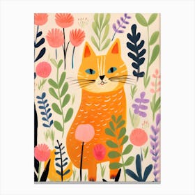 Orange Cat In Flowers Canvas Print