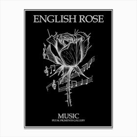 English Rose Music Line Drawing 1 Poster Inverted Canvas Print