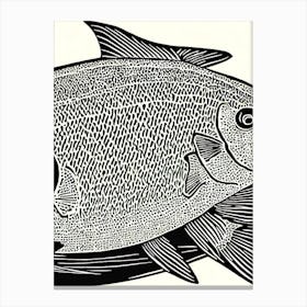 Black Sea Bass Linocut Canvas Print