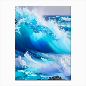 Crashing Waves Landscapes Waterscape Marble Acrylic Painting 2 Canvas Print
