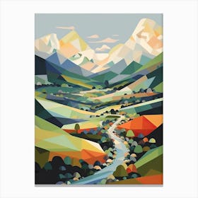 Mountains And Valley   Geometric Vector Illustration 0 Canvas Print