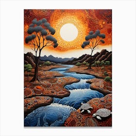 Default Australian Aboriginal Dot Painting Style Art Landscape 0 (1) Canvas Print