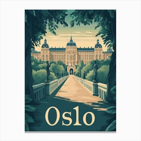 Aihrgdesign A Classic 1960s Travel Poster For Oslo 3 Canvas Print