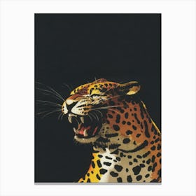 Roaring Jaguar Vintage Art Canvas Print