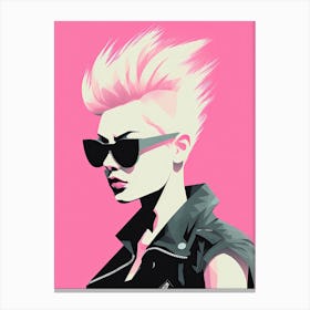 Pink Punk Revolution: Minimalist Expression Canvas Print
