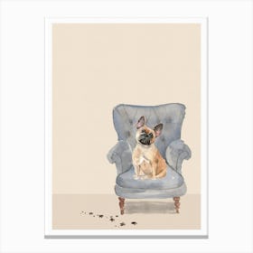 Cute Muddy Frenchie On Chair Canvas Print