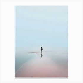 Man Walking On The Beach Canvas Print