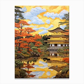 Kinkaku Ji (Golden Pavilion) In Kyoto, Ukiyo E Drawing 3 Canvas Print