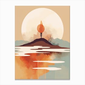 Woman Standing On A Hill, Autumn , Fall, Landscape, Inspired By National Park in the USA, Lake, Great Lakes, Boho, Beach, Minimalist Canvas Print, Travel Poster, Autumn Decor, Fall Decor Canvas Print