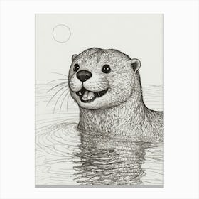 Otter In The Water Canvas Print