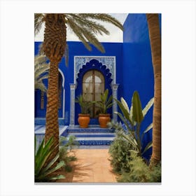 Blue House In Morocco Canvas Print