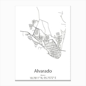 Alvarado,Mexico Minimalist Map Canvas Print