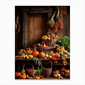 Autumn Vegetables In Baskets Canvas Print