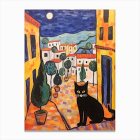 Painting Of A Cat In Assisi Italy 2 Canvas Print