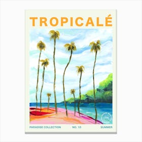 Tropical Palm Trees Landscape Typography Canvas Print