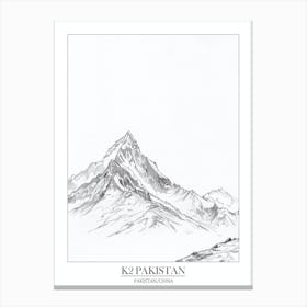 K2 Pakistanchina Line Drawing 2 Poster Canvas Print