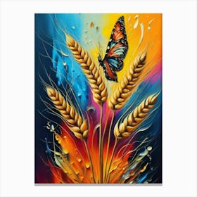 Butterfly On Wheat 2 Canvas Print