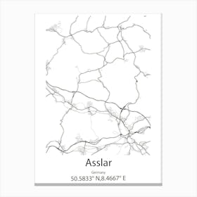 Asslar,Germany Minimalist Map Canvas Print