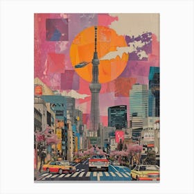 Tokyo   Retro Collage Style 2 Canvas Print