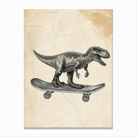 Vintage Dimorphodon Dinosaur On A Skateboard  2 Canvas Print