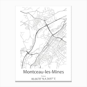 Montceau Les Mines,France Minimalist Map Canvas Print