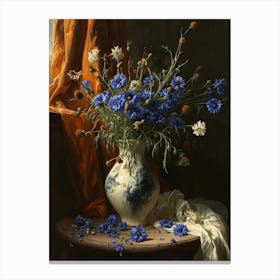 Baroque Floral Still Life Cornflower 2 Canvas Print