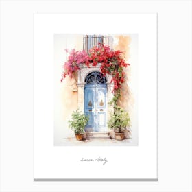 Lecce, Italy   Mediterranean Doors Watercolour Painting 3 Poster Canvas Print