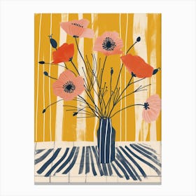 Poppy Flowers On A Table   Contemporary Illustration 2 Canvas Print