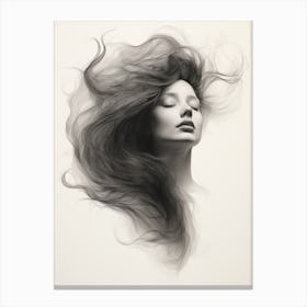 Wavy Hair Fine Line Face 1 Canvas Print