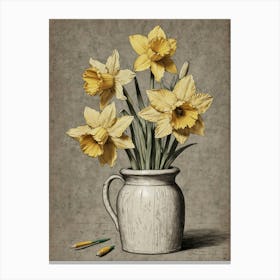 Daffodils In A Vase Canvas Print