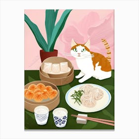 Cat And Dim Sum 2 Canvas Print