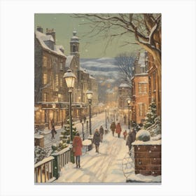Vintage Winter Illustration Edinburgh Scotland 2 Canvas Print
