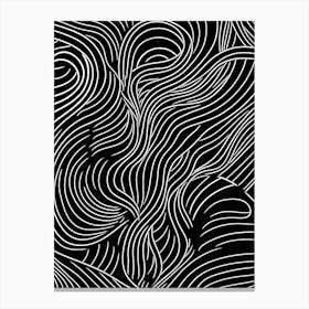 Wavy Sketch In Black And White Line Art 12 Canvas Print