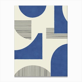 Line Art Geometric Abstract Pattern - Dark Blue Navy Canvas Print