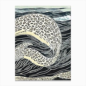 Leopard Seal II Linocut Canvas Print