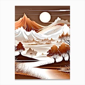 Landscape With Mountains And Trees Canvas Print