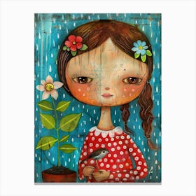 Little Girl In The Rain 1 Canvas Print