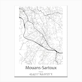 Mouans Sartoux,France Minimalist Map Canvas Print