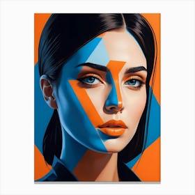 Geometric Fashion Woman Portrait Pop Art Orange (13) Canvas Print