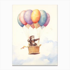 Baby Chimpanzee 2 In A Hot Air Balloon Canvas Print