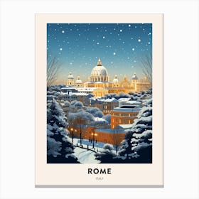 Winter Night  Travel Poster Rome Italy 2 Canvas Print