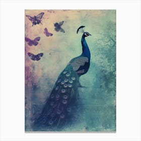 Peacock Turquoise Butterfly Cyanotype Inspired  2 Canvas Print