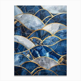 Blue And Gold Marble Wall Art Canvas Print