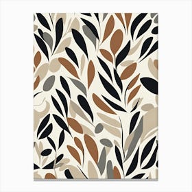 Mid Century Leaves Abstract Feature Wall Pattern | Matisse Neutral Autumn Tones Block Canvas Print